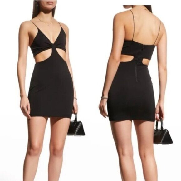 Alice + Olivia Havana Cutout Mini Dress 6 Black - Picture 3 of 8
